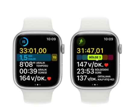 Apple Watch Series 8 GPS 45 mm Gümüş Rengi Alimünyum Kasa Spor Kordon