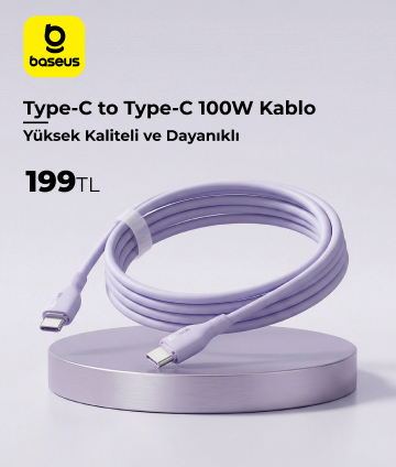 Baseus Pudding Hızlı Şarj Özellikli Type-C to Type-C 100W Kablo 1.2 M Mor