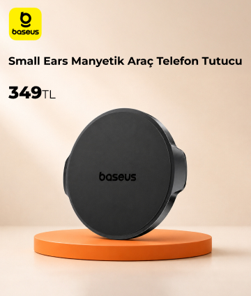 Baseus Small Ears Manyetik Araç Telefon Tutucu (Düz Tip) - Siyah