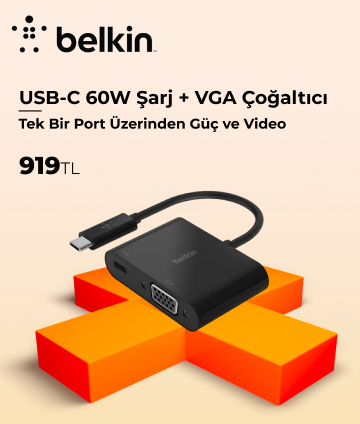 Belkin AVC001 USB-C 60W Şarj + VGA Çoğaltıcı - Siyah