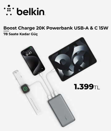 Belkin Boost Charge 20K Powerbank USB-A & C 15W Space Gray