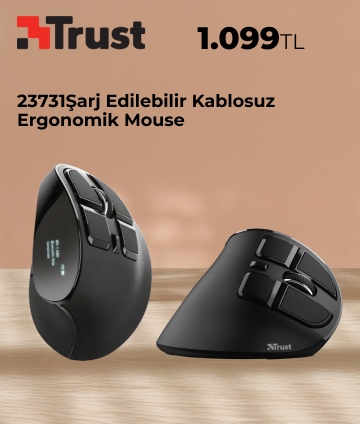 Trust 23731Şarj Edilebilir Kablosuz Ergonomik Mouse