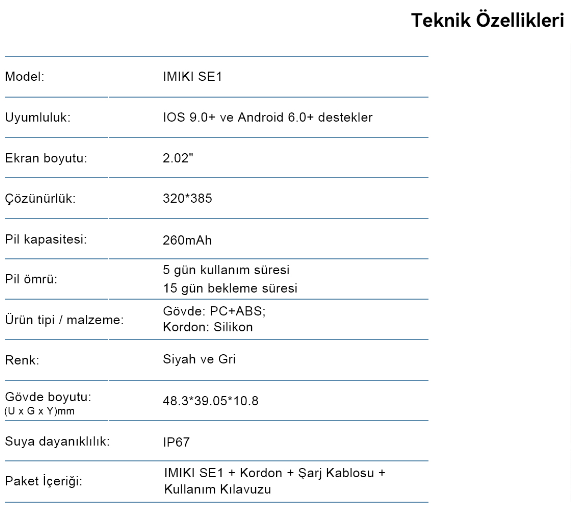 Imilab Imiki SE1 Konuşma Özellikli Akıllı Saat Gri