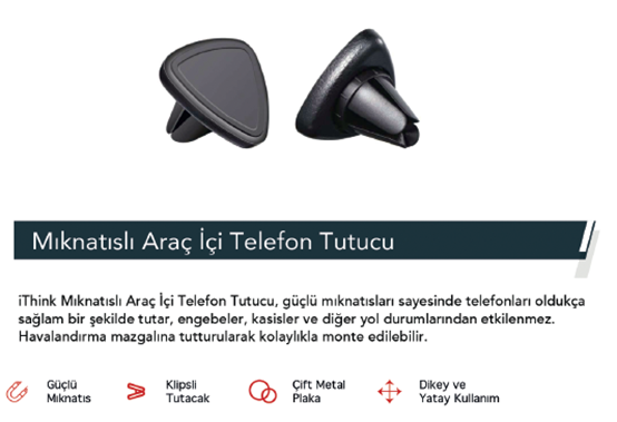 İthink Sılver Araç İçi Mıknatıslı Telefon Tutucu