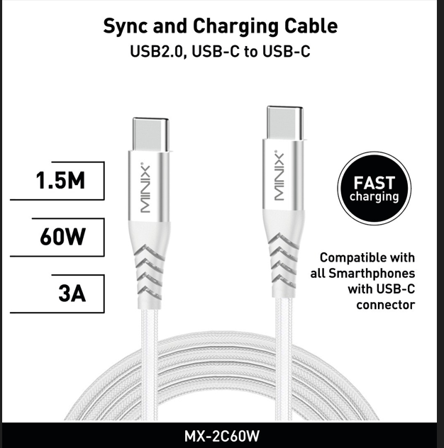 Minix USB-C to USB-C cable 150cm White