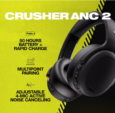 Skullcandy Crusher ANC 2 Bluetooth Kulaklık Siyah S6CAW-R740