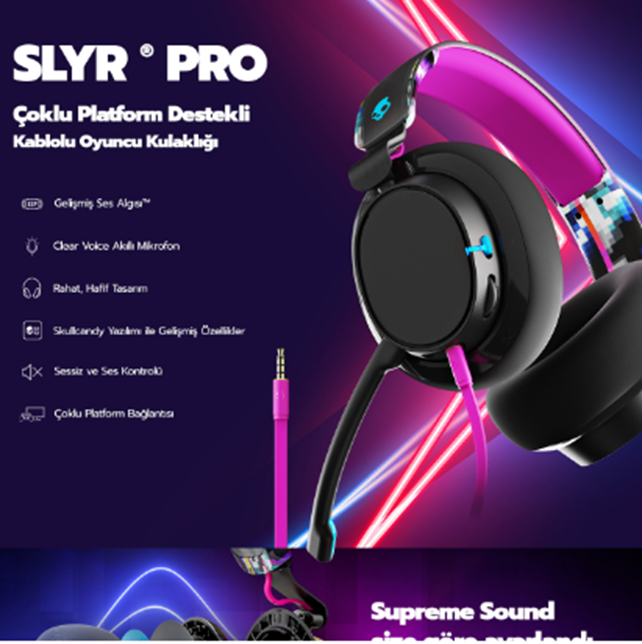 Skullcandy Slyr Pro Mikrofonlu Kulaküstü Oyuncu Kulaklığı Black S6SPY ...
