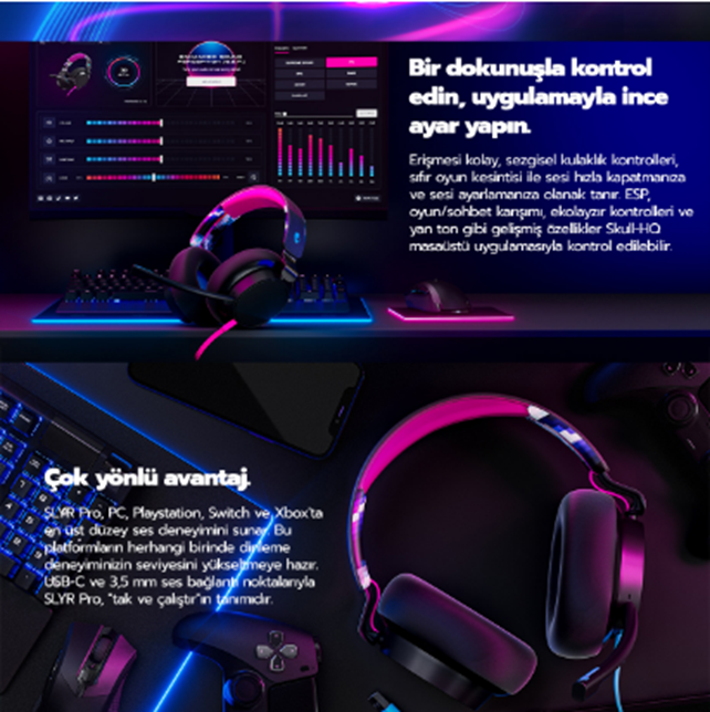 Skullcandy Slyr Pro Mikrofonlu Kulaküstü Oyuncu Kulaklığı Black S6SPY ...