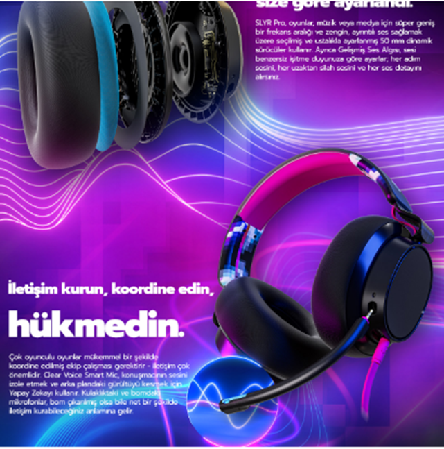 Skullcandy Slyr Pro Mikrofonlu Kulaküstü Oyuncu Kulaklığı Black S6SPY ...