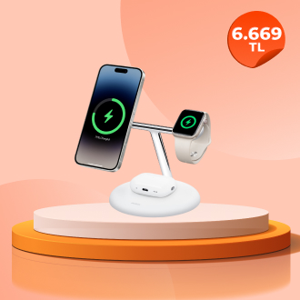 3'ü 1 arada Manyetik Kablosuz Şarj Standı