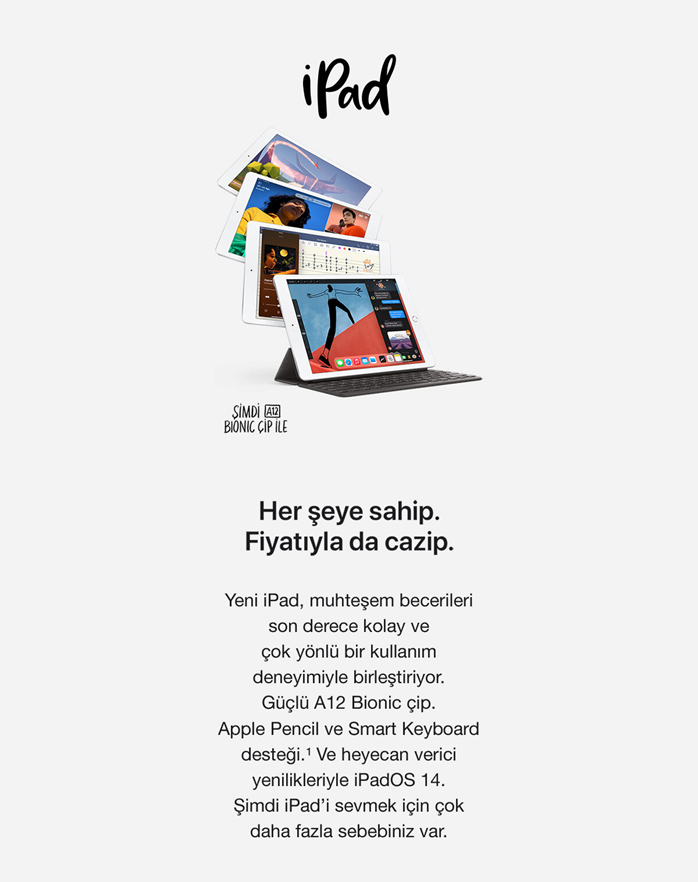 iPad 8.Nesil Wi-Fi Gümüş MYLA2TU/A 32 GB 10.2" Tablet 1