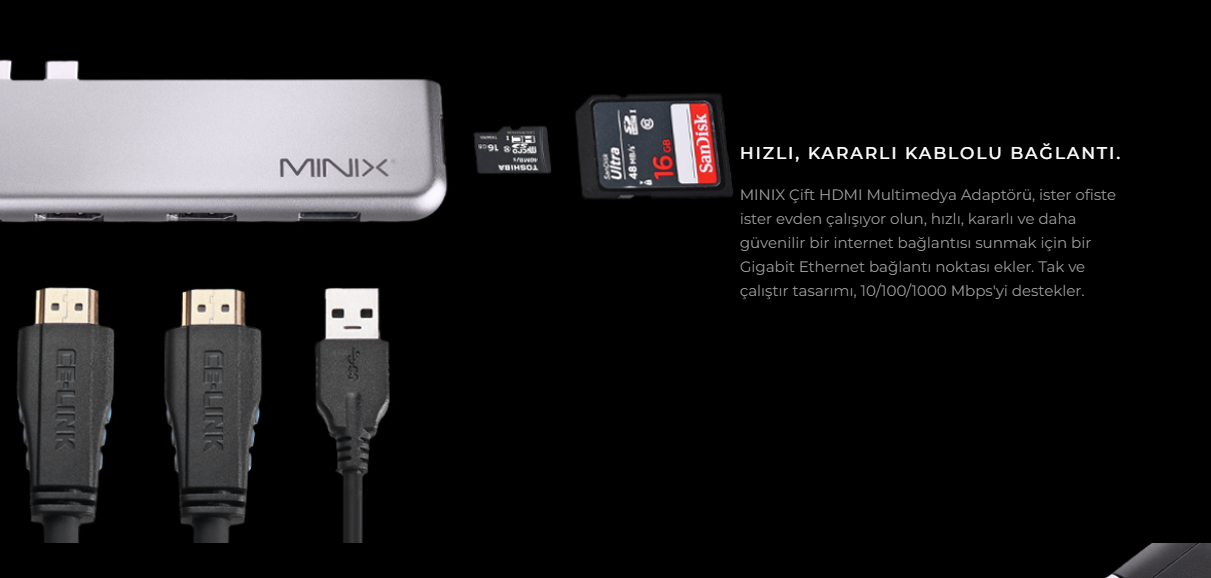 Minix Harici USB-C Port Çoklayıcı Uzay Gri 5