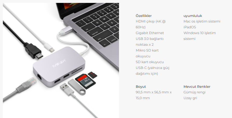 Minix USB-C Multiport Adapter HDMI Silver 6