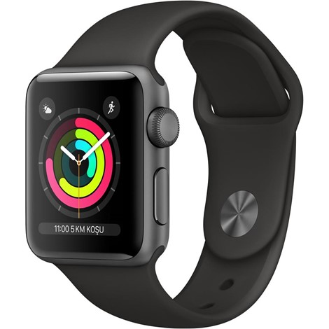 Apple Watch Series 3 GPS 38 mm Uzay Grisi Alüminyum Kasa ve Siyah Spor Kordon