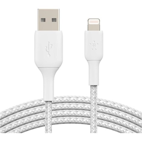 Belkin Örgülü Apple Lightning Hızlı Şarj ve Data Kablosu 1m Beyaz