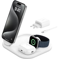 Belkin WIZ029VFWH Qi2 15W ile 3'ü 1 arada Manyetik Katlanabilir Kablosuz Şarj Cihazı Beyaz