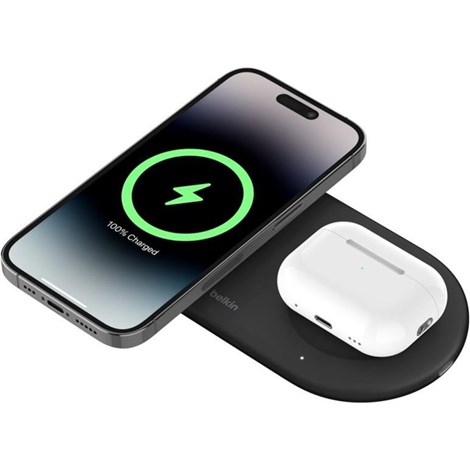 BelkinBoostCharge Pro 2si 1 arada MageSafe Kablosuz Şarj İstasyonu - Siyah