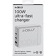 Celly 2USB-C+USB-A 100W GAN Duvar Şarjı