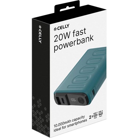 Celly Powerbank PD 20W 2 USB-C  1 USB-A 10.000mAh UP Mavi