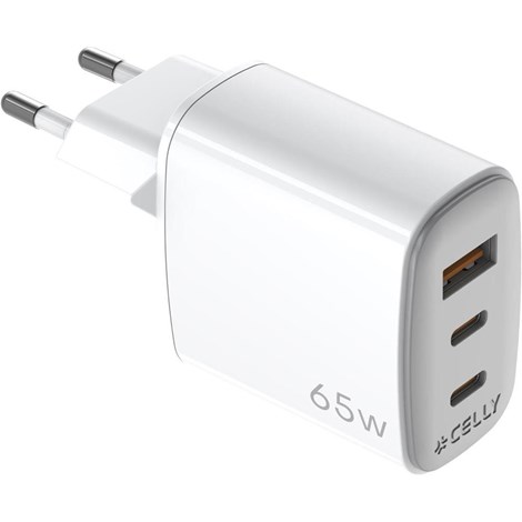 Celly UPTC 65W GaN Duvar Şarjı-Beyaz