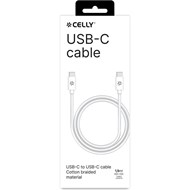 Celly USB-C to USB-C 1.5m Cotton Örgülü Kablo
