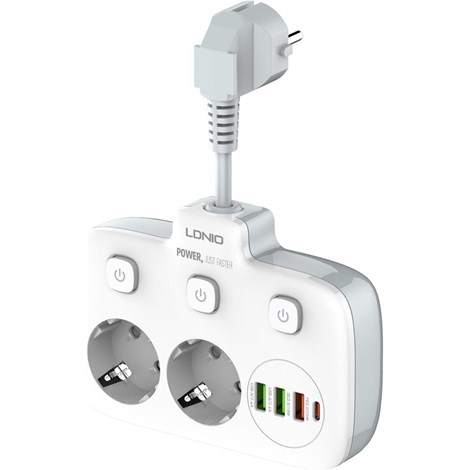 LDNIO 3 Usb Girişli 2li Akım Korumalı Priz