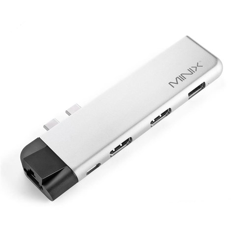 Minix USB-C Port çoklayıcı (MAC için) USB-A SD Micro SD 2xHDMI  Renk Gümüş