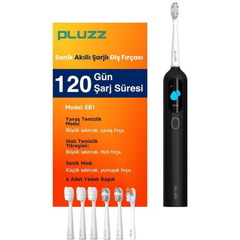 Pluzz EB1 Ultra Sonic Şarjlı Diş Fırçası - Siyah